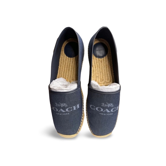 Coach Denim Logo Espadrilles Size 12D NIB Summer Slip Ons - Picture 7 of 11